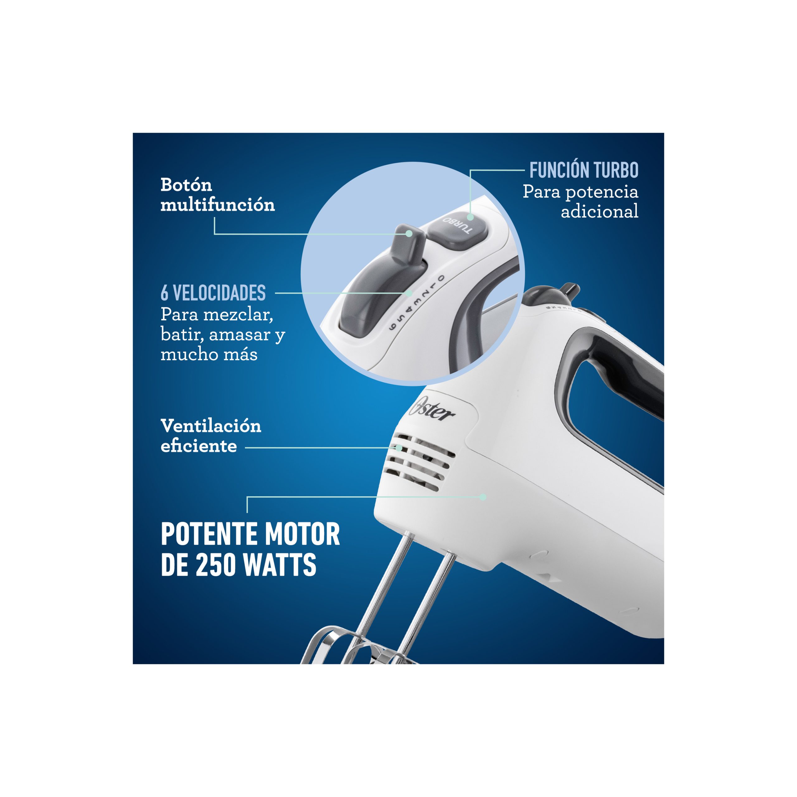Batidora Manual Oster 6 Vel FPSTHM3532 - Imagen 3