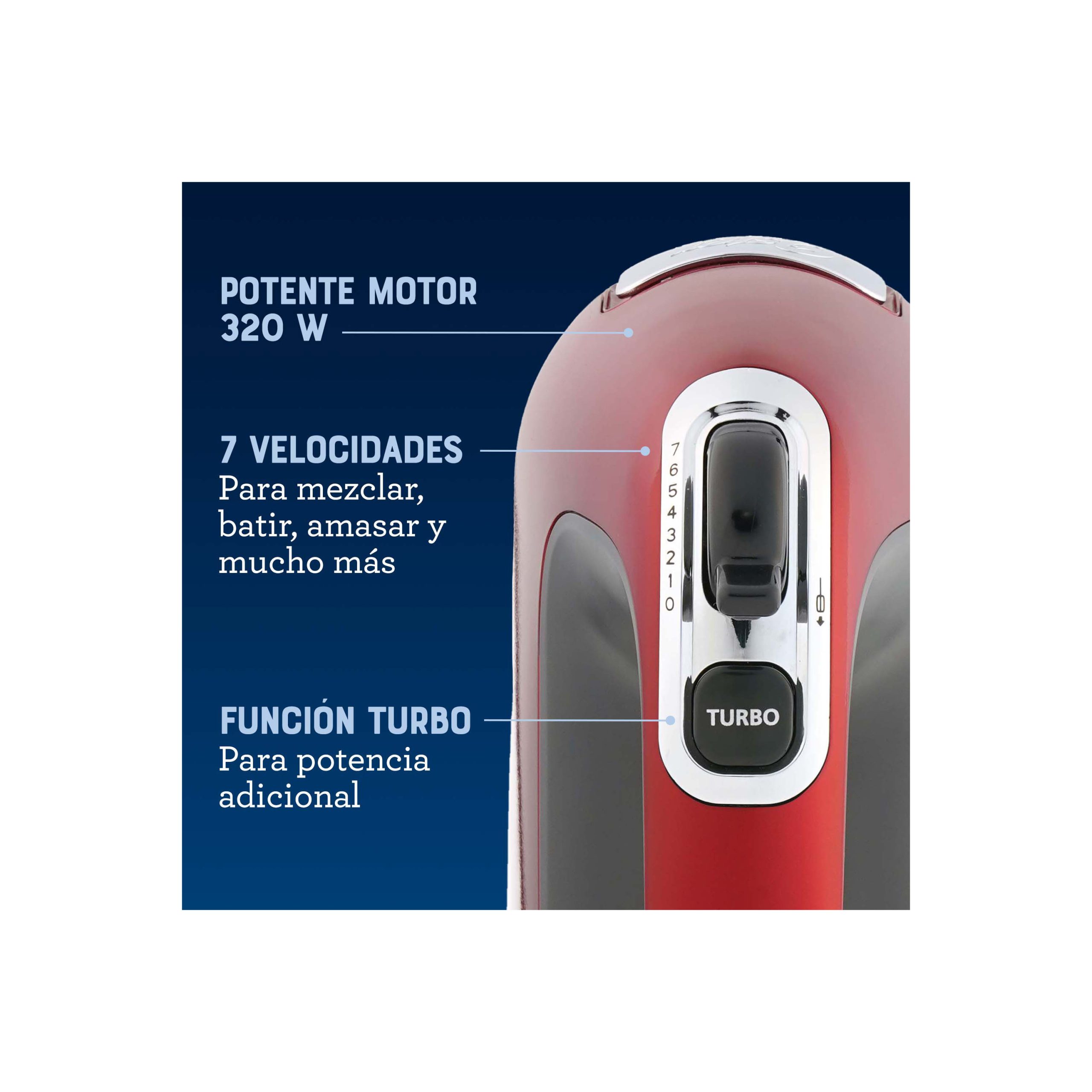 Batidora Manual Oster Roja 7 Vel 360R - Imagen 3